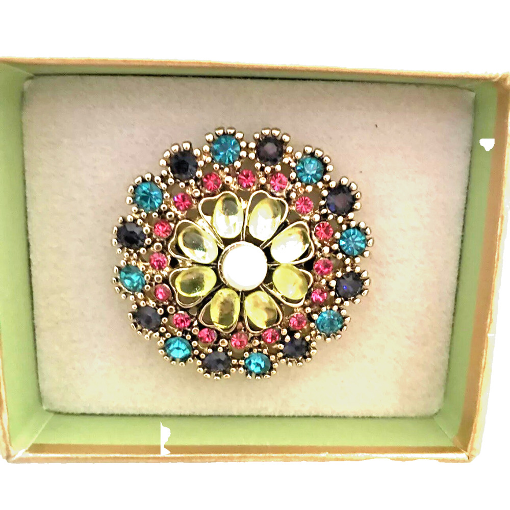 SPRING STREET DESIGN LARGE MULTI-COLOR COCKTAIL STATEMENT RING ADJUSTABLE SZ 6-8